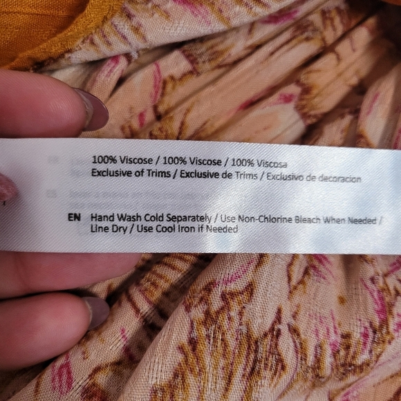 Band of the Free Heather Gold Floral Maxi Wrap Dress Women's Size Large - Picture 15 of 16